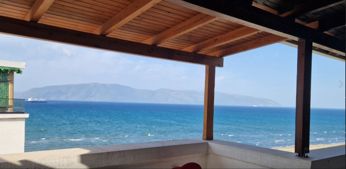 Penthouse terrace view from Vlorë apartment with stunning Adriatic Sea panorama