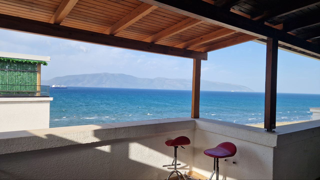 Penthouse apartment seaview balcony overlooking Vlorë bay and Lungomare promenade